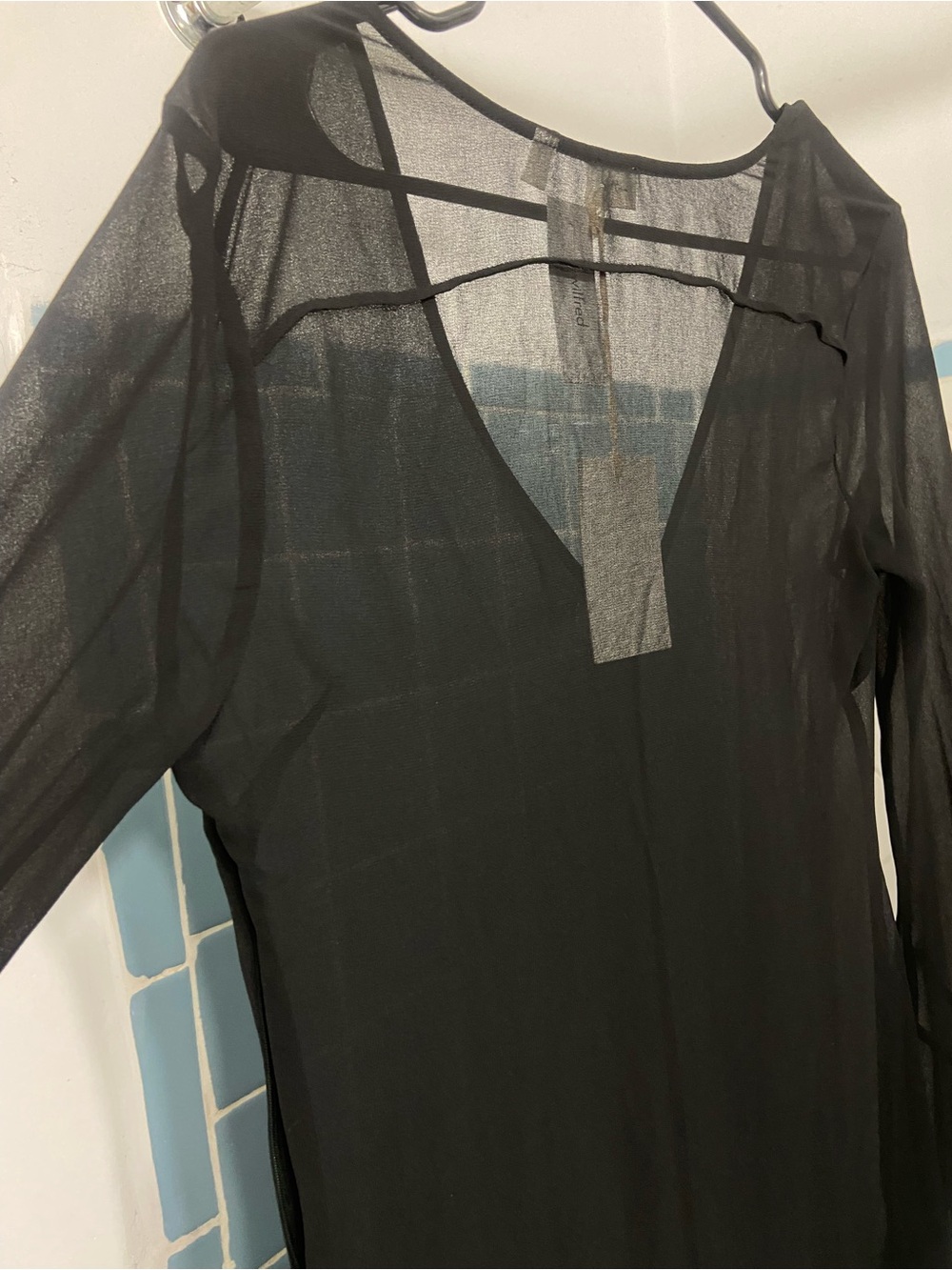 Aritzia Black Long Sleeve Sheer Dress - Picture 3 of 5